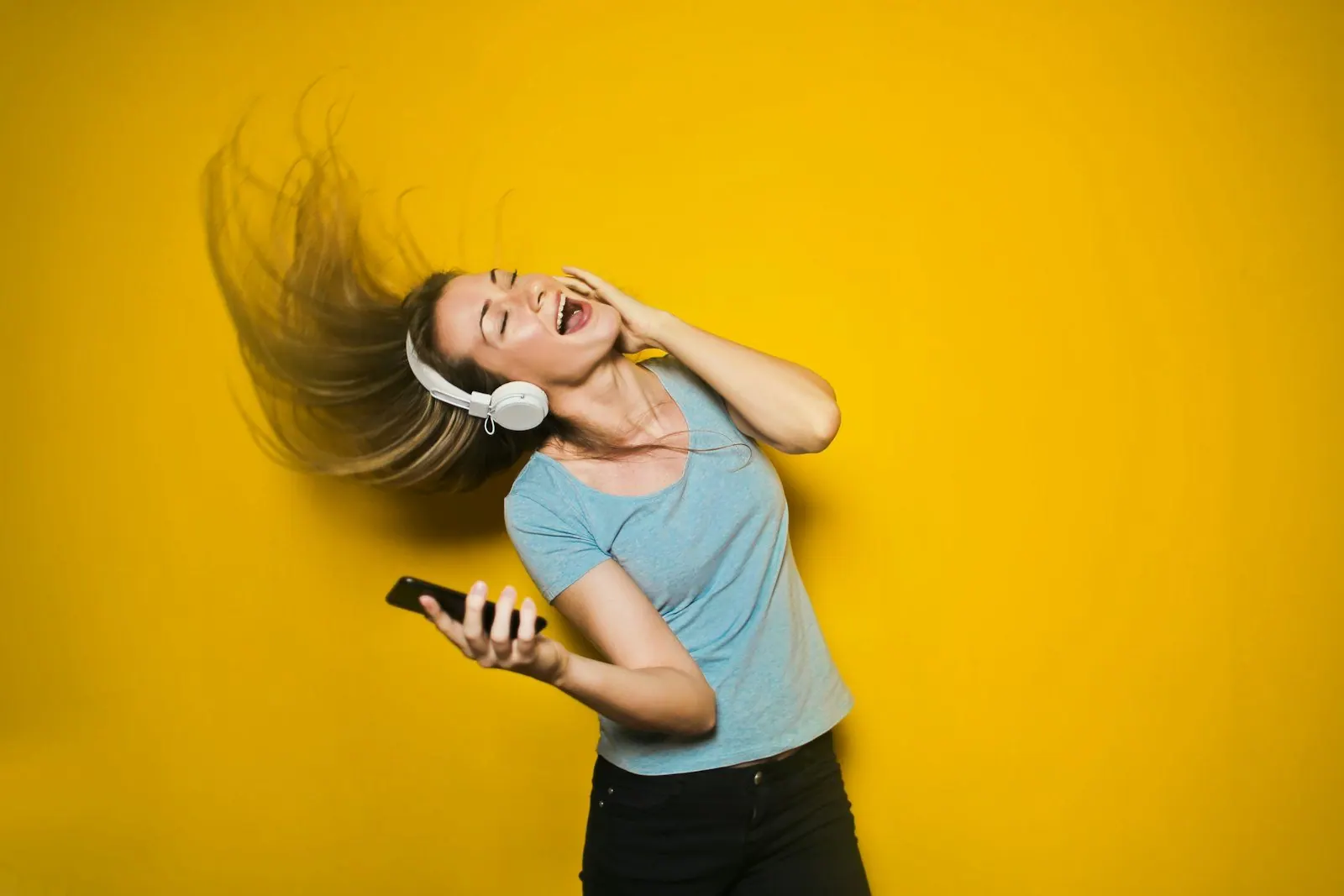 A person lost in music